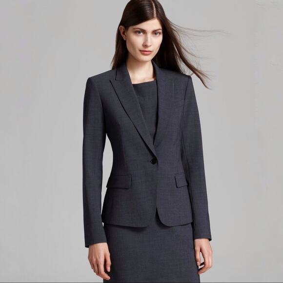 Theory Gabe B Blazer in Stretch Wool in Charcoal Gray | Size 6 - Picture 1 of 7